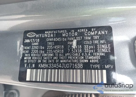 2018 Hyundai Kona Limited from USA, damaged, VIN KM8K33A54JU071638